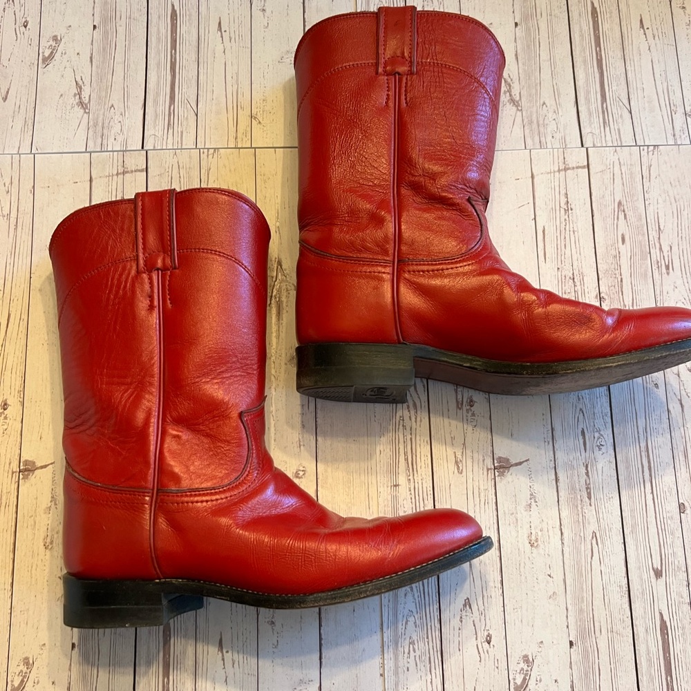 Justin leather red boots